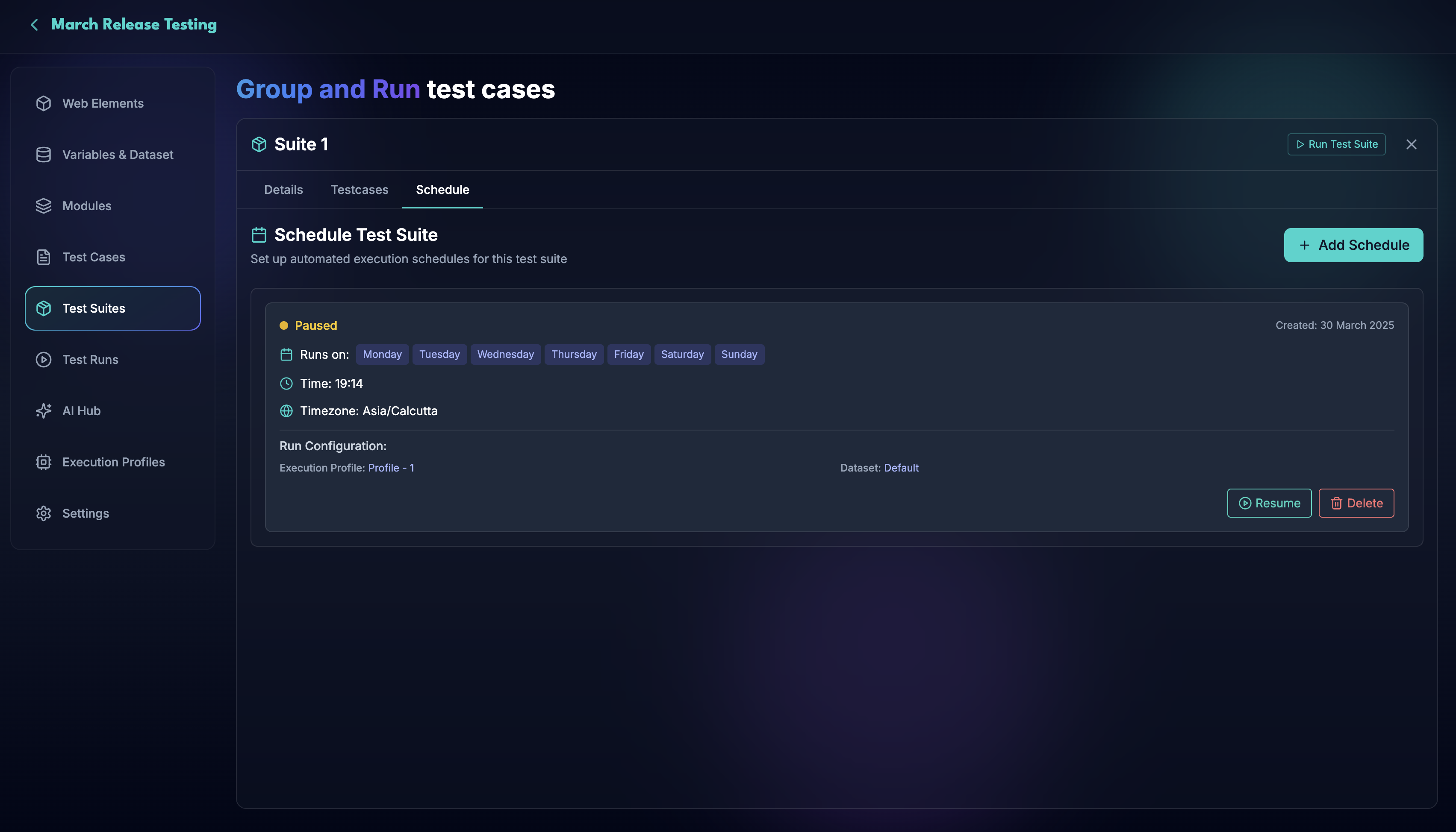 Schedule Test Suite