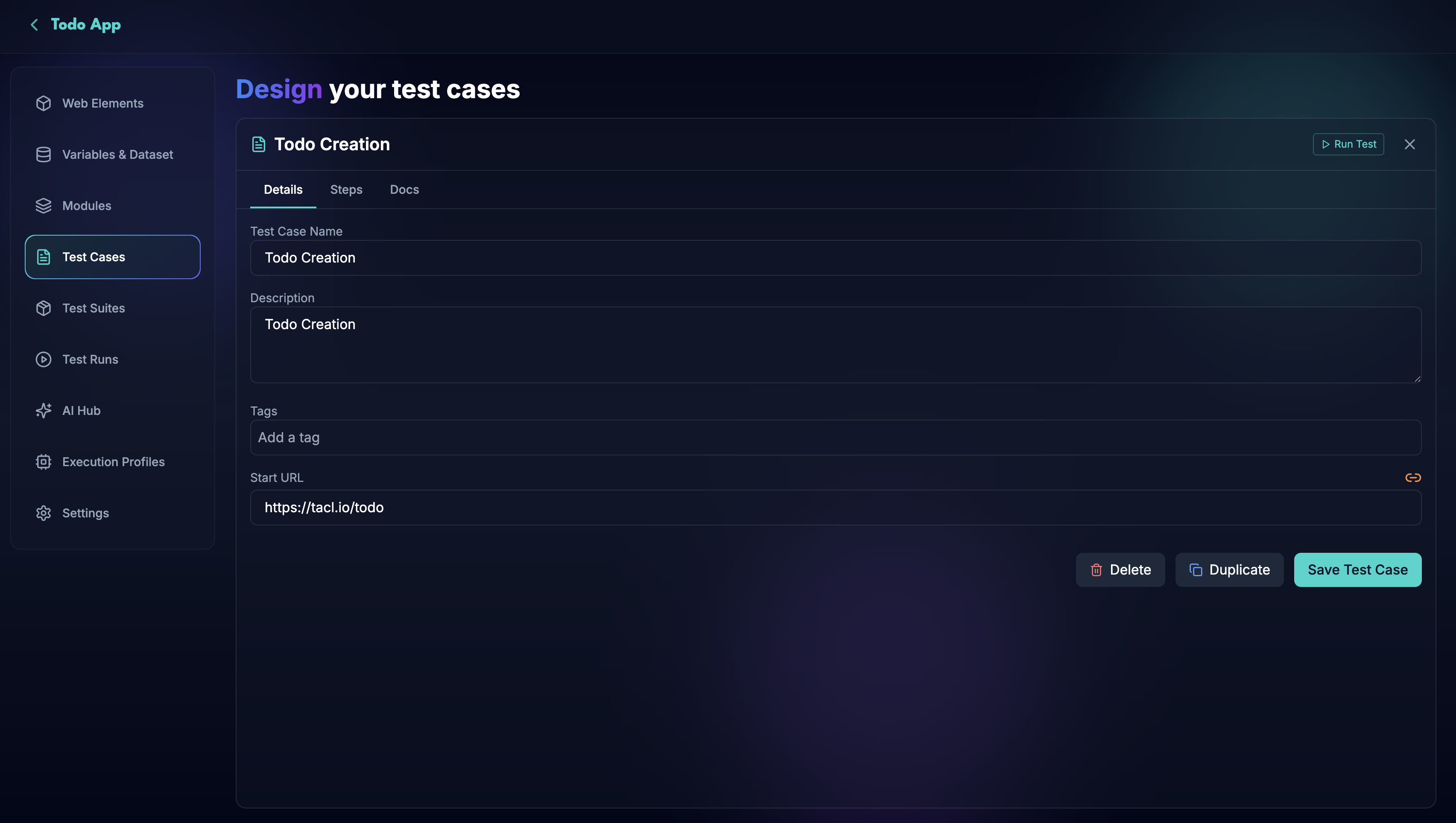 Create Test Case